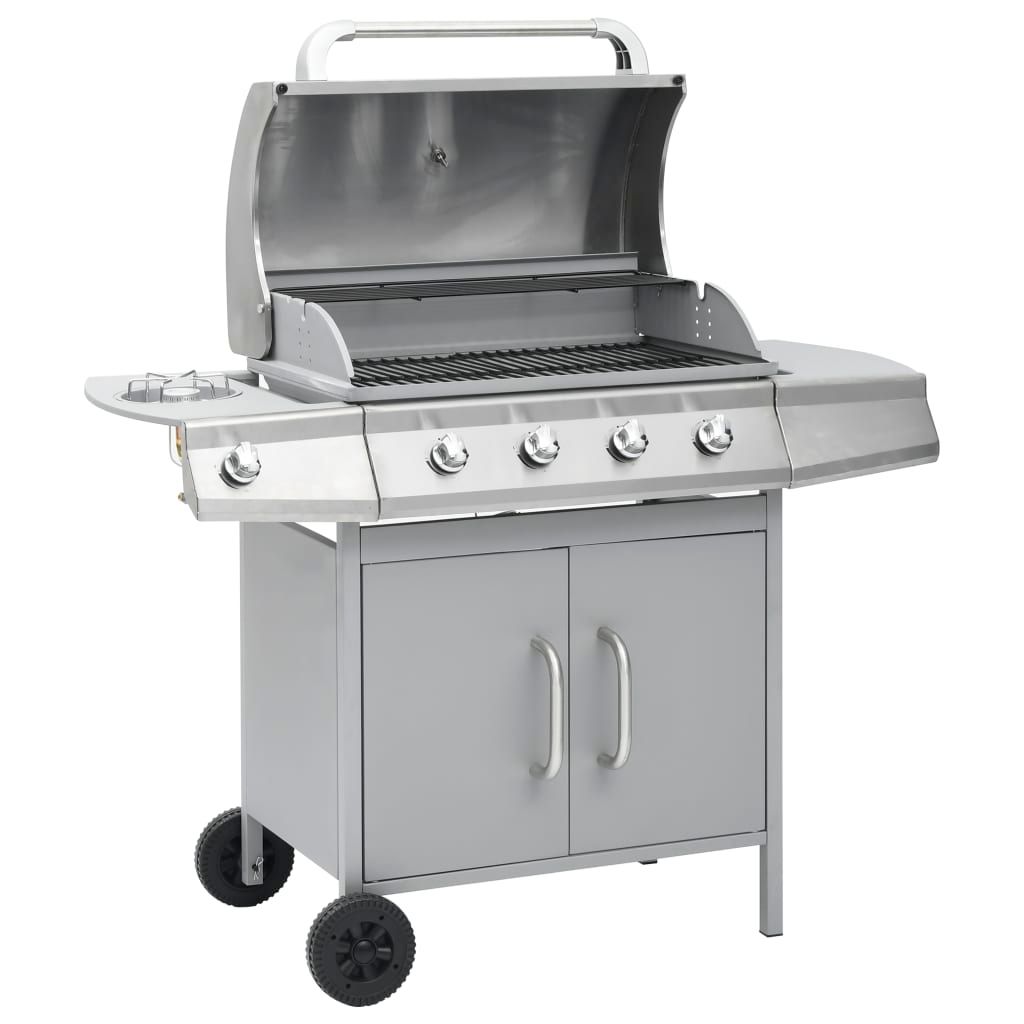 Grill gazowy Vidaxl z 4+1 palnikami, srebrny