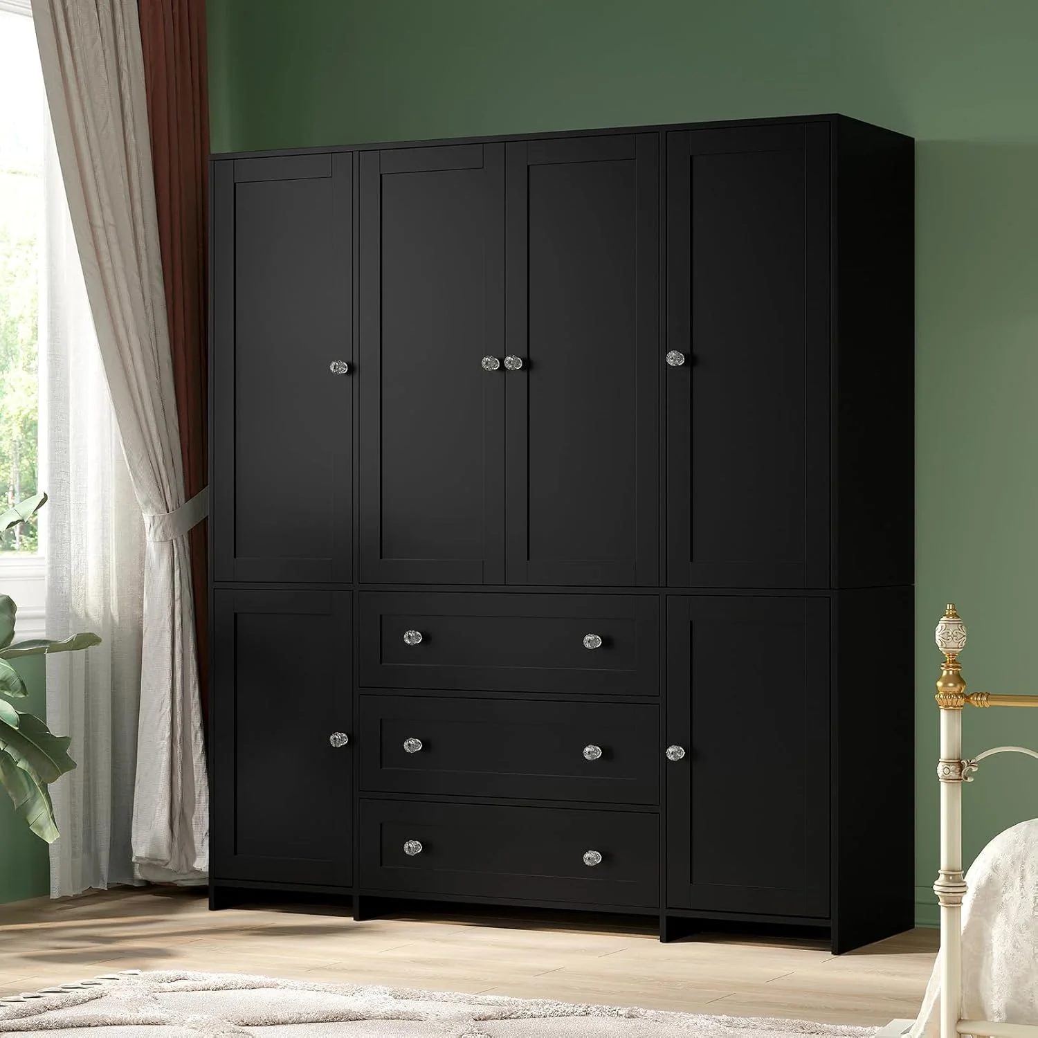 VOWNER Armoire Wardrobe Closet with Drawers and Mirror, 71