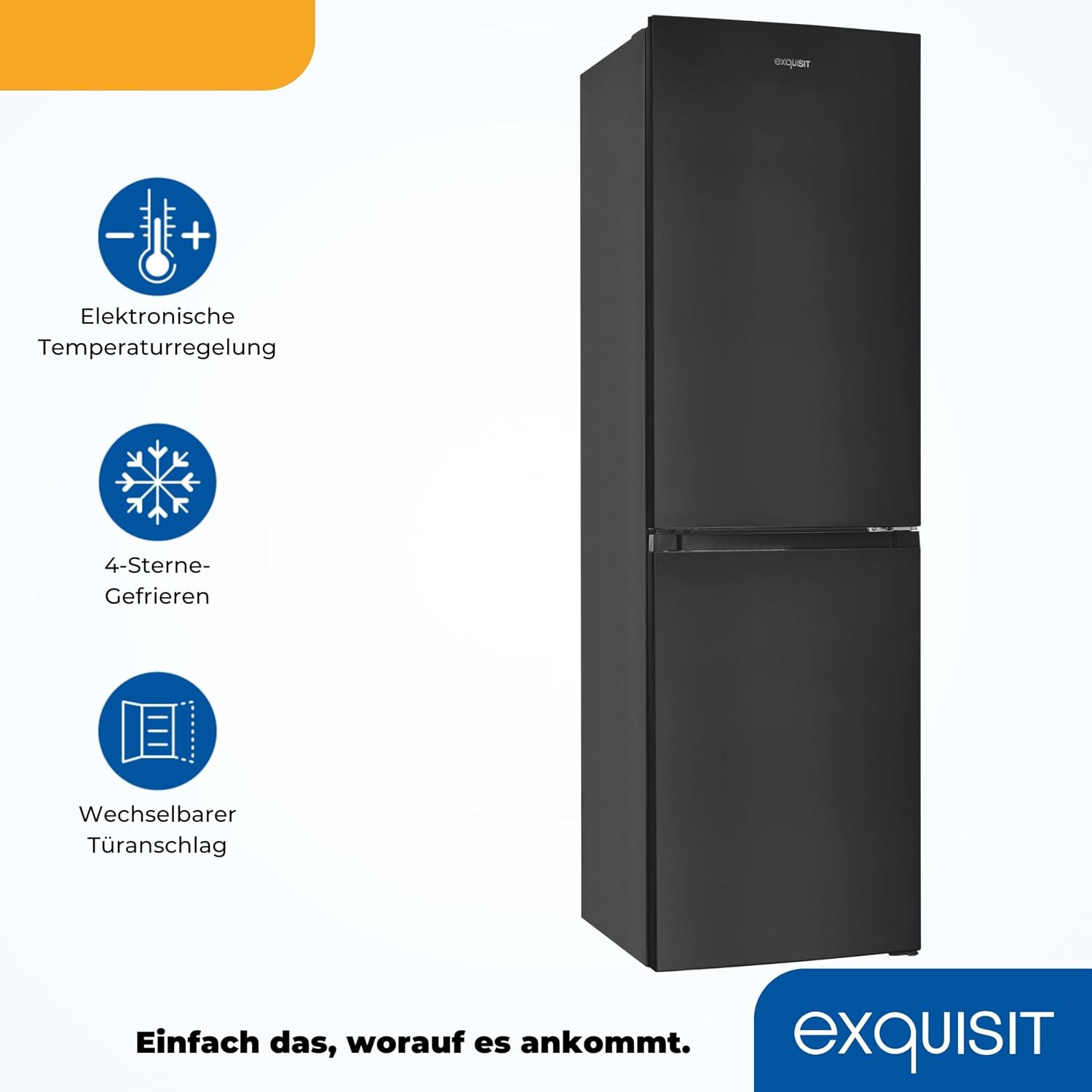 Exquisit Kühl-Gefrierkombination No-Frost 247 L, Freistehend, Inox-Look, 4-Sterne-Gefrierfach, Schnellgefrieren, LED, 39 dB(A), Energieklasse D