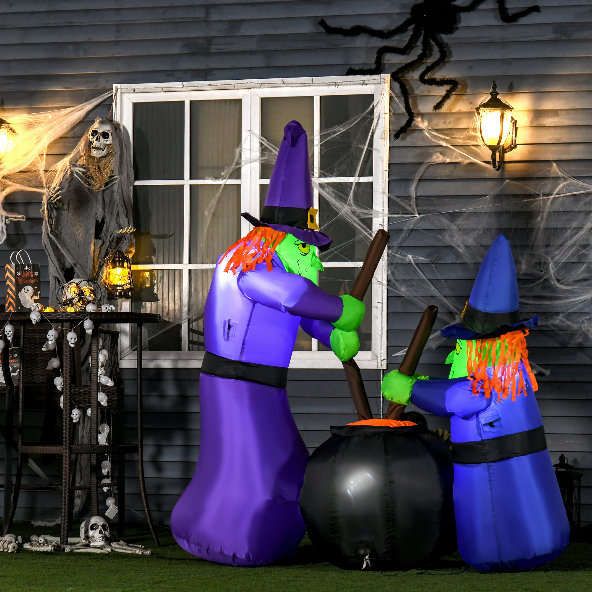 opblaasbare heksen opblaasfiguur halloween decoratie met LED 1,8m | Aosom.de