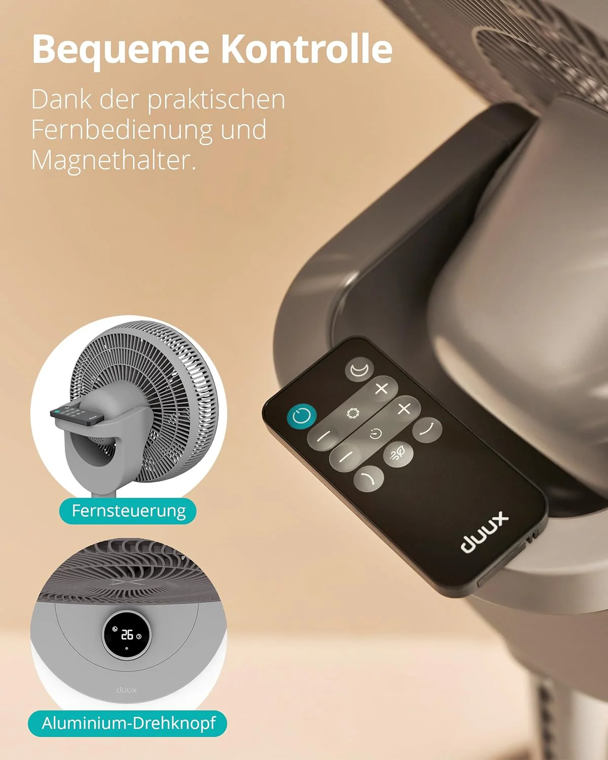 Duux Whisper 2 Statiefventilator Stil - Zuinige DC-motor met 26 snelheden - Ventilator in hoogte verstelbaar (73-95cm) - Horizontale + Verticale oscillatie - Wit