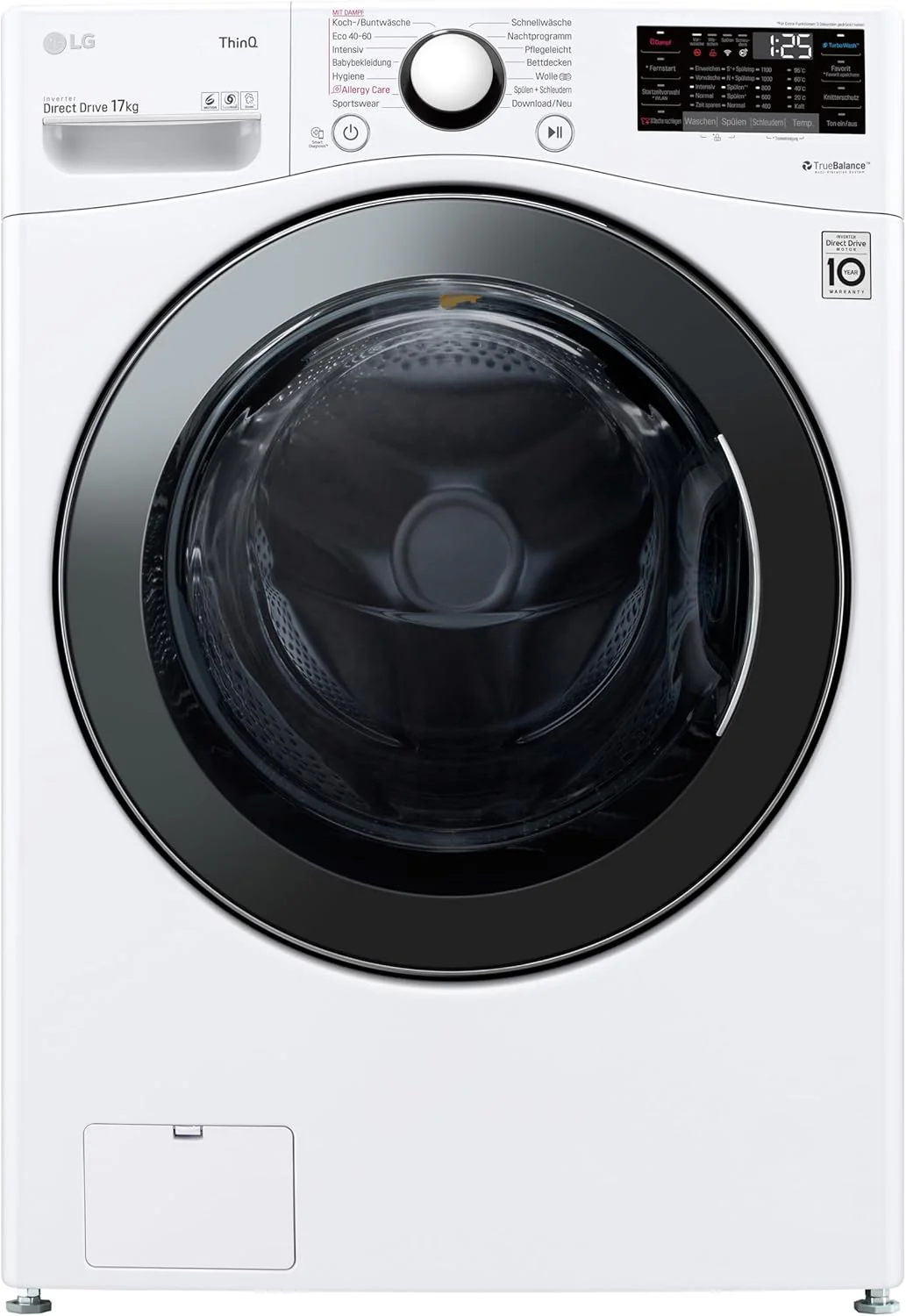 LG F4WV7080, Klasse A, Voorlader Wasmachine 8 kg, 1400 tpm, AI Direct Drive, Wi-Fi, Dieptereiniging met Stoom, Grote Capaciteit, TRIPLE A, Veiligheidsglas Buitendeur, 62 x 60 x 85 cm ? Wit