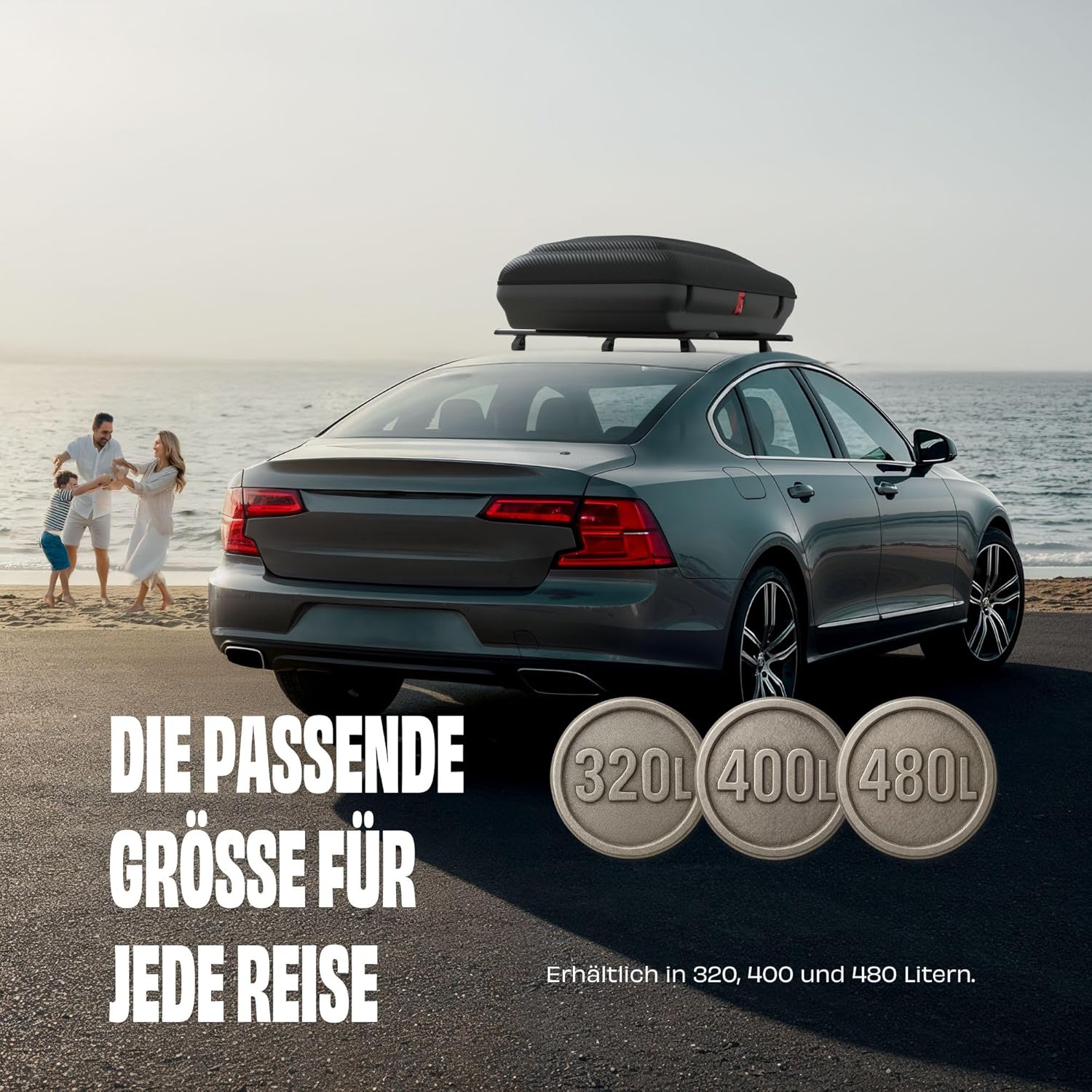 Dachbox VDP-BA480 - Dachkoffer mit 480 Liter Volumen - universal Autokoffer im Carbonlook - abschließbar Dank Zentralverriegelung - Dachkoffer für Dachgepäckträger