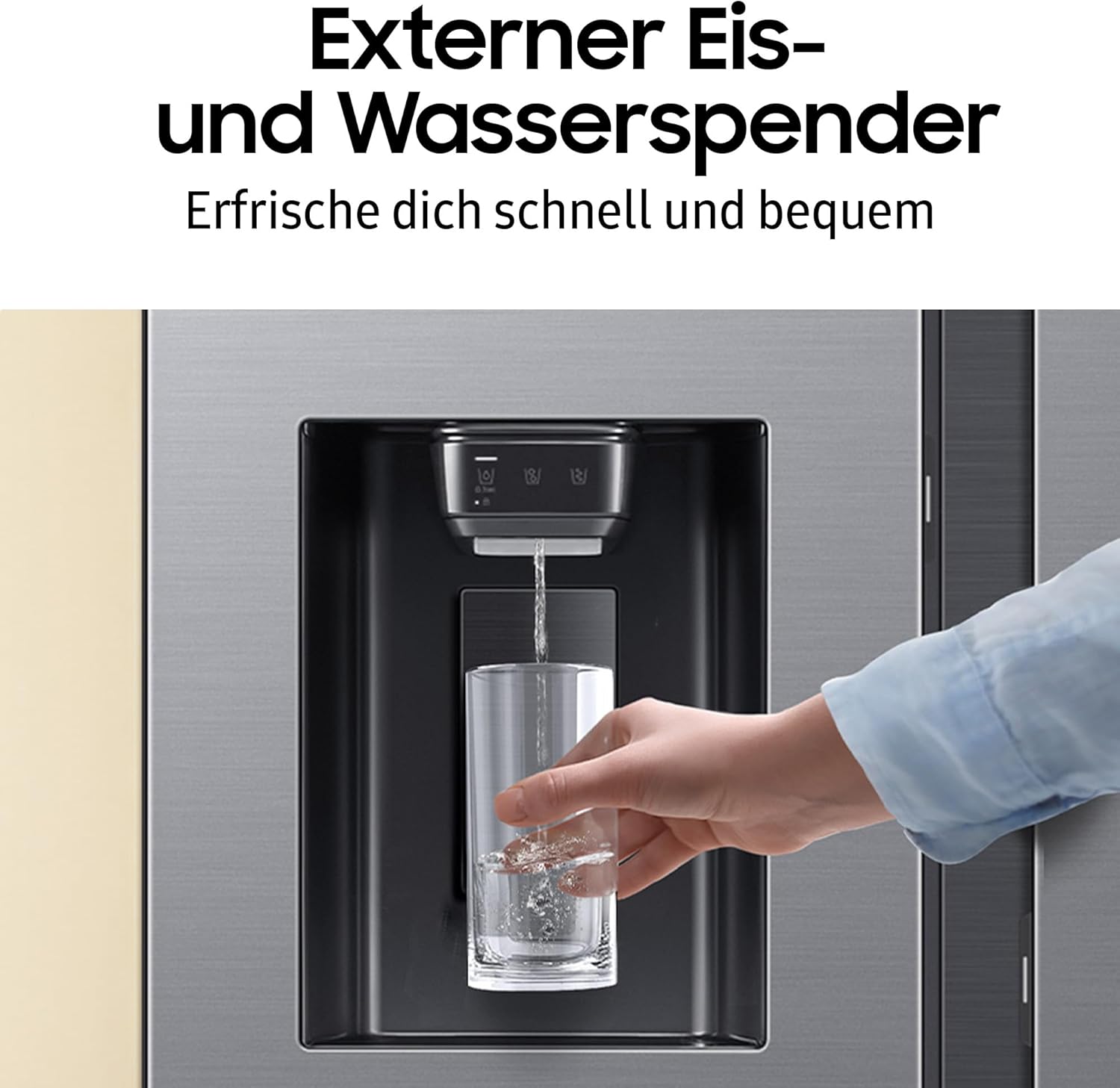 RS90F65EDTEF Side-by-Side Kühl-Gefrierkombination, AI Kühlschrank mit Gefrierfach, 178 cm, 621 l, Eis-/Wasserspender mit Wassertank, AI Home, Voice Control, Edelstahl Look