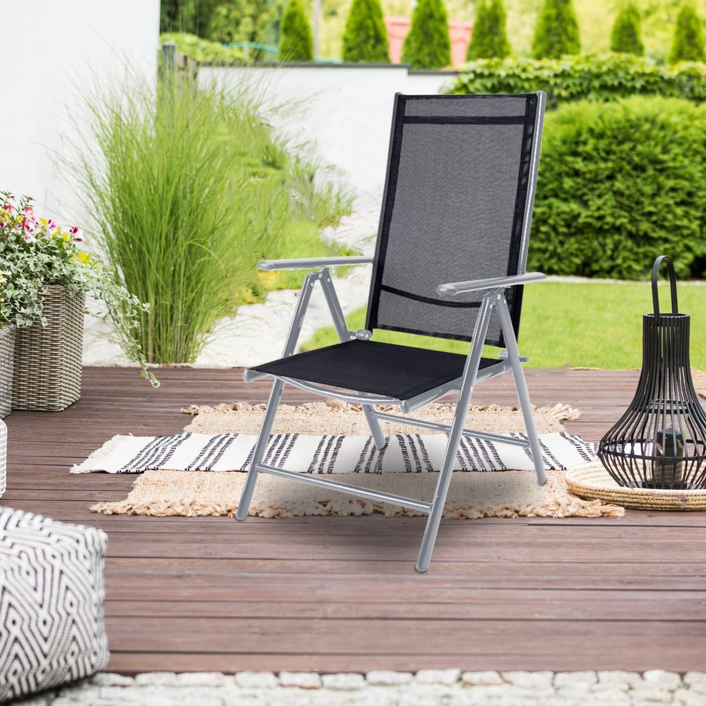 Casaria® Gartenmöbel Set 8 Stühle mit Tisch 190x90cm Aluminium Sicherheitsglas Wetterfest Klappbar Modern Terrasse Balkon Möbel Sitzgruppe Garnitur Bern