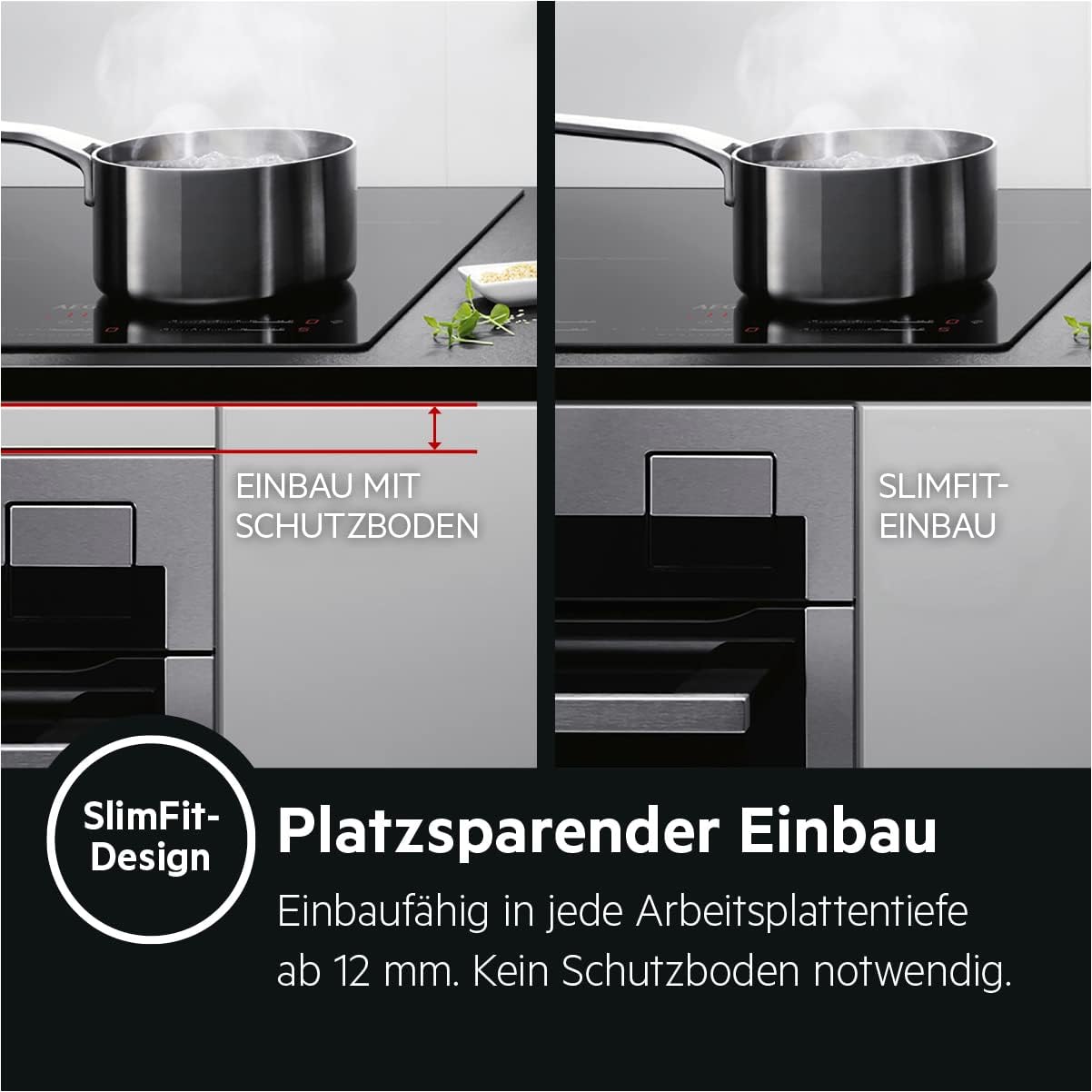 AEG Induktionskochfeld autark 80cm mit Dunstabzug / Made in Germany / 4 Flex-Kochzonen mit Bridge (Kombination 2er Zonen) / Auto-Funktion des Dunstabzugs / Aktivkohlefilter / COLI84COXB