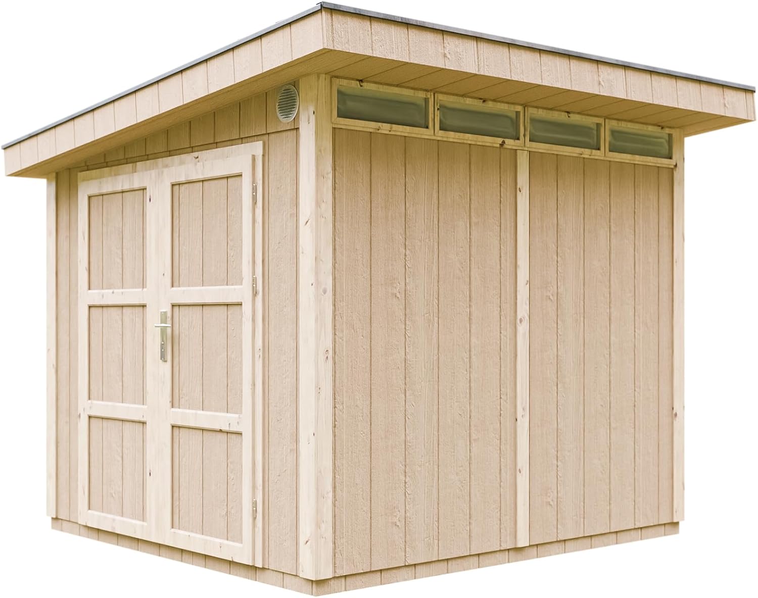 Gartenhaus Premium Qualität 5,9m² - L279xW293cm- All-Inclusive-Set mit Boden, Bitumen-Dachziegeln, Farbset- Hochwertiger Geräteschuppen aus Holzwerkstoffplatten LP Smartside - M903A Redwood RED