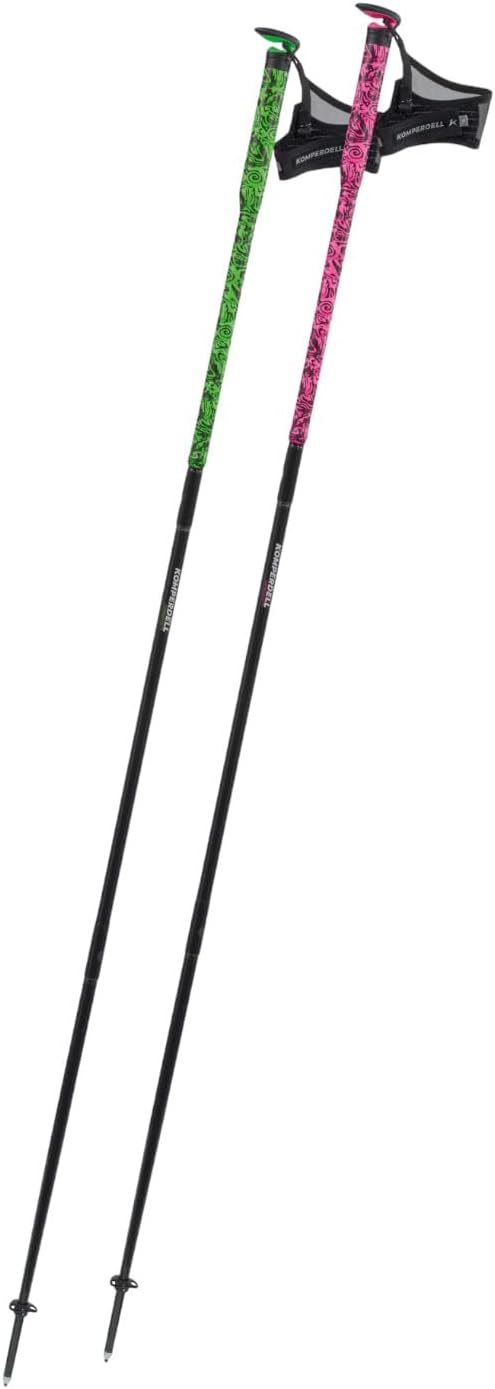 KomperFXP Carbon Ultra Wanderstock auf Packmass 45 cm faltbar Green- Pink Gr. 115 cm Ultraleichter Faltstock