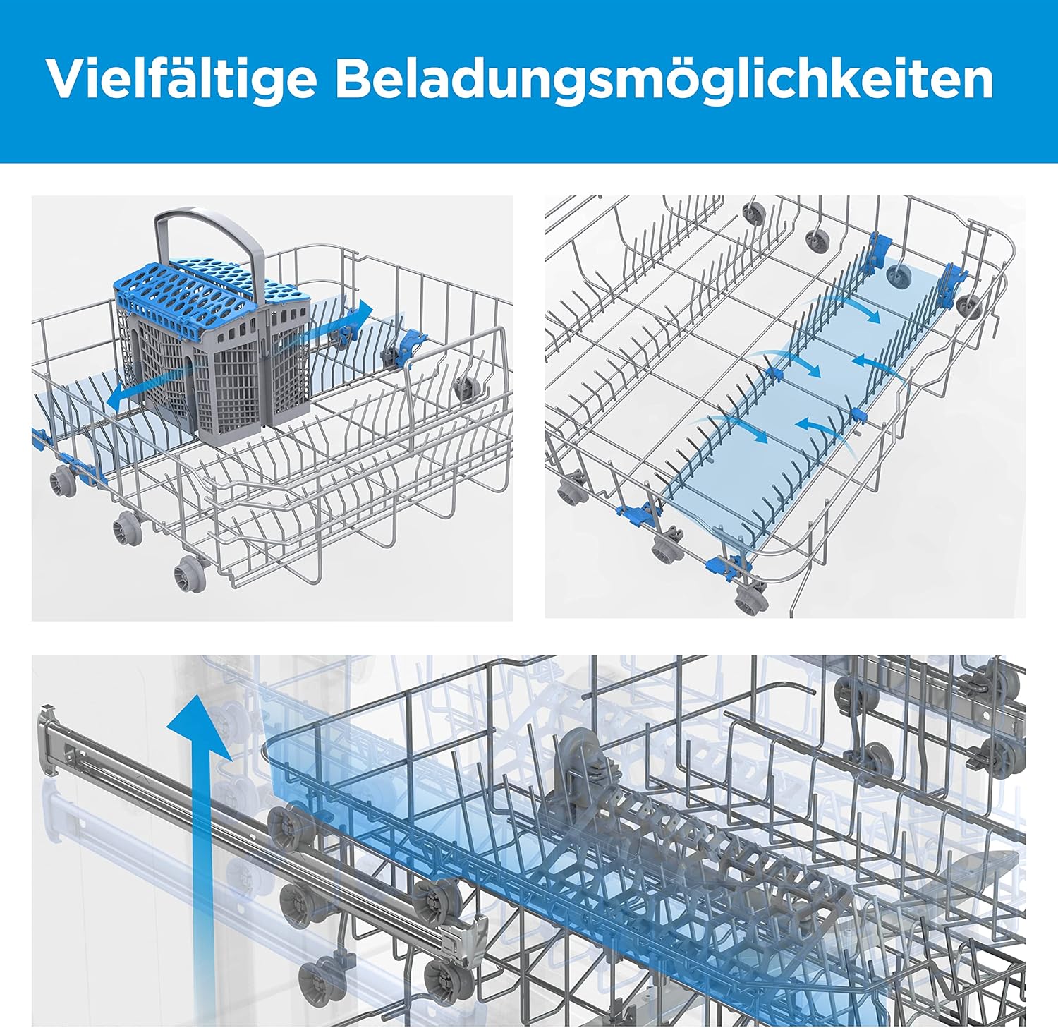 Midea Geschirrspüler Unterbau MDWEU1435XSS-W, 14 Maßgedecke, Spülmaschine 60 cm Teilintegrierbar mit WIFI, Extra Trocknung, 7 Programme, 47dB, 0-24h Startzeitverzögerung, Inox
