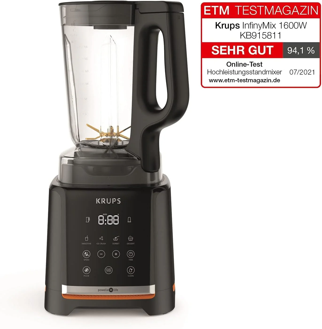 Krups Highspeed-blender InfinyMix KB9158 | 1600 W | 5 automatische programma's + handmatige instelling | Tritan-kan | incl. receptenboekje | Smoothies, shakes, crushed ice | Zwart