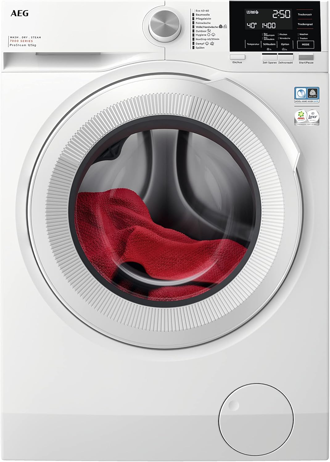 AEG L7WBA60680 Waschtrockner / DualSense - schonende Pflege / 8 kg Waschen / 5 kg Trocknen / D / energiesparend / Mengenautomatik / Nachlegefunktion / ProSteam - Auffrischfunktion / 1600 U/min