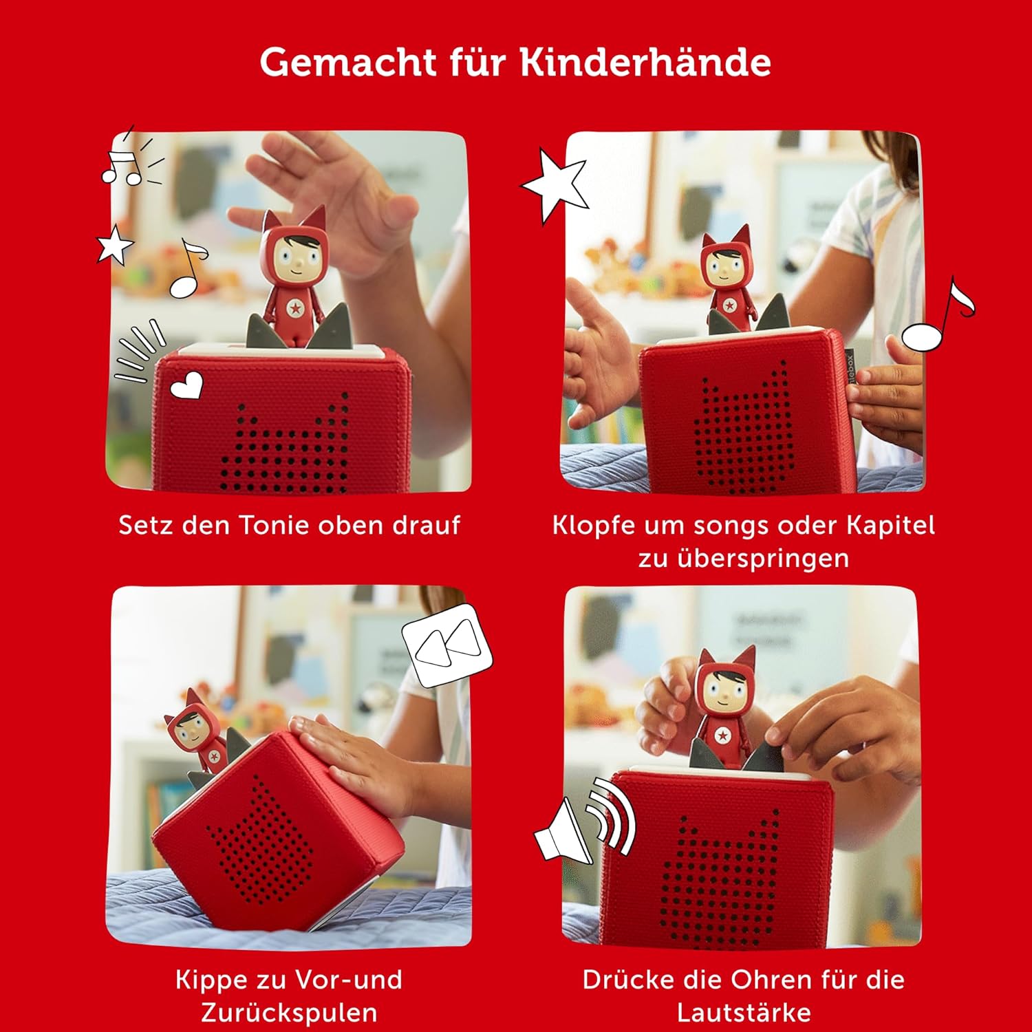 Toniebox Extrapack – Toniebox Starterset Blau mit Kreativtonie + 4 x Disney Tierische Helden Hörfiguren, Audioplayer für Hörbücher und Lieder, kabellose Musikbox mit Disney Hörspiel