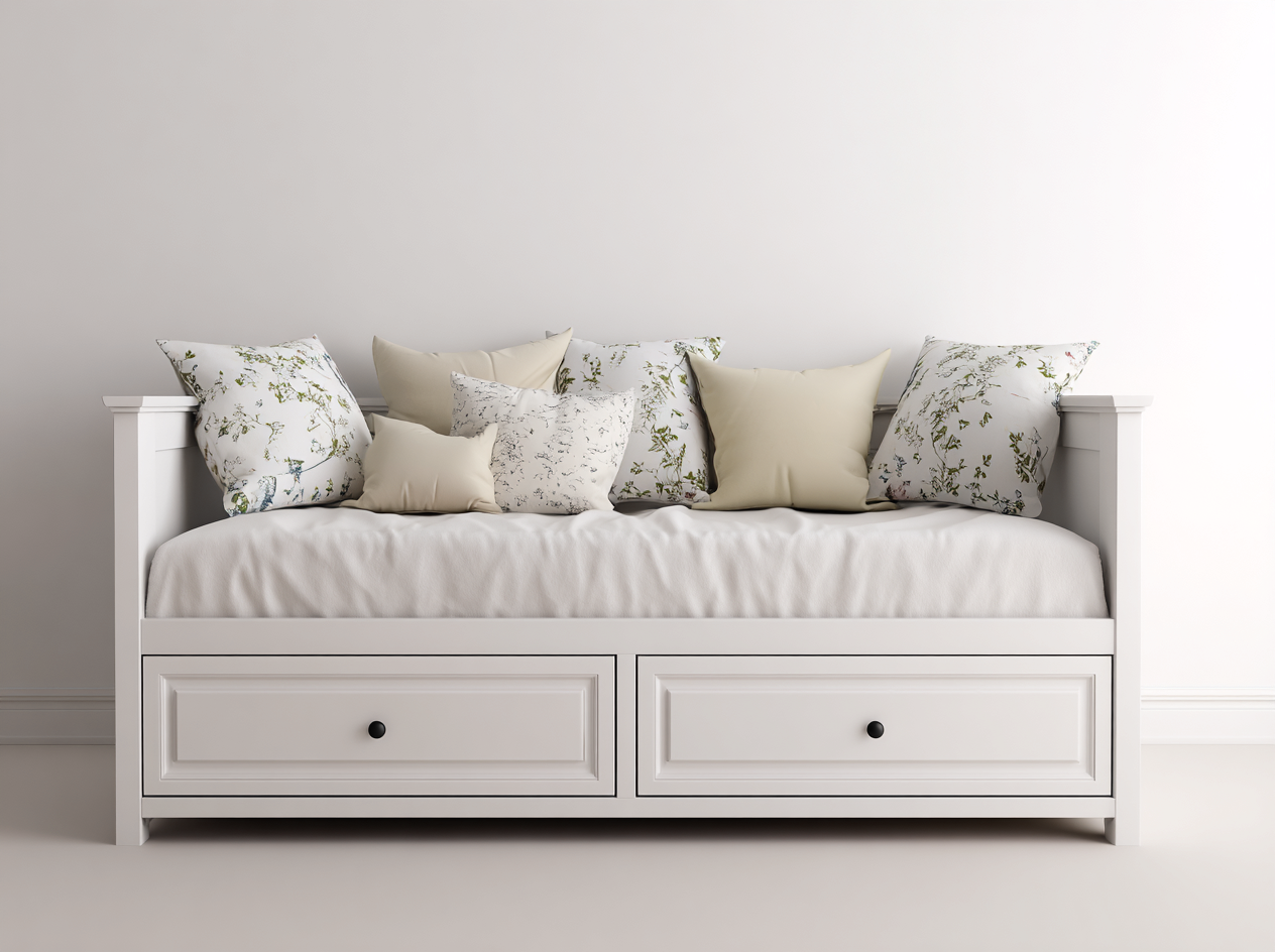Schlafsofa-Holz-212 x 97 x 89 cm-Weiß-Landhausstil
