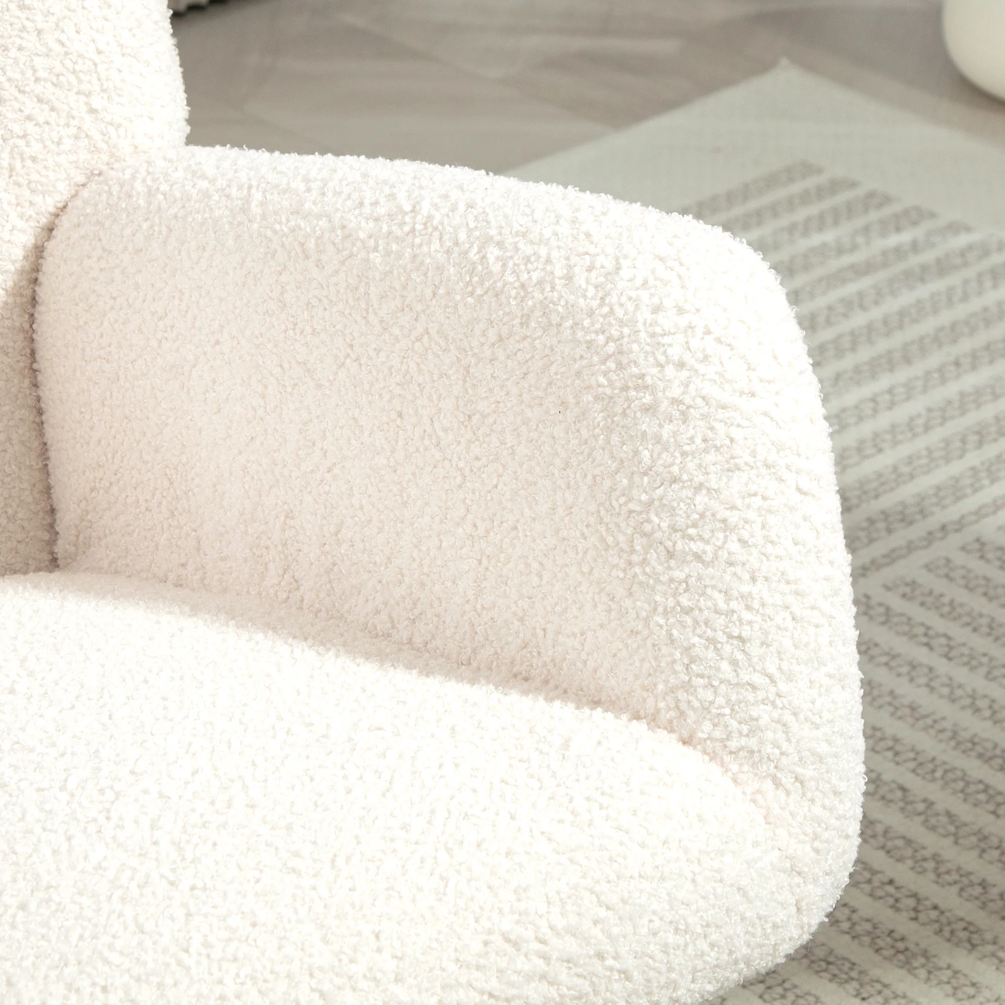 HOMCOM Schommelstoel, Knusse Bekleding, Dikke Polstering, Antislip, Crèmewit