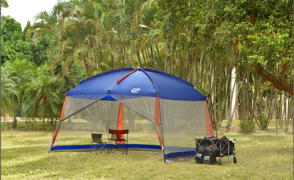 2025 Campros Screen House Room Zonnescherm Tent 12' x 10', blauw