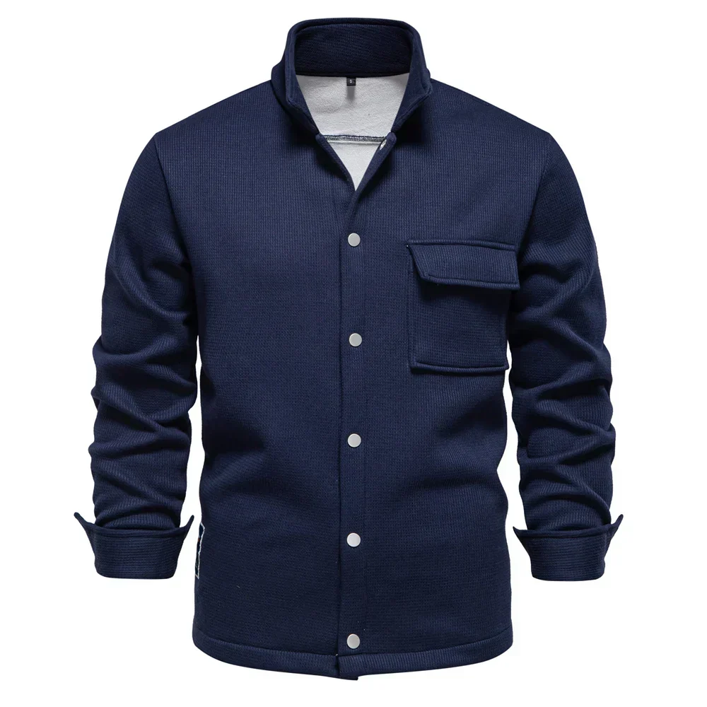 Herren-Winterjacke | Mit dickem Fleecefutter | Stehkragen mit Knopfleiste