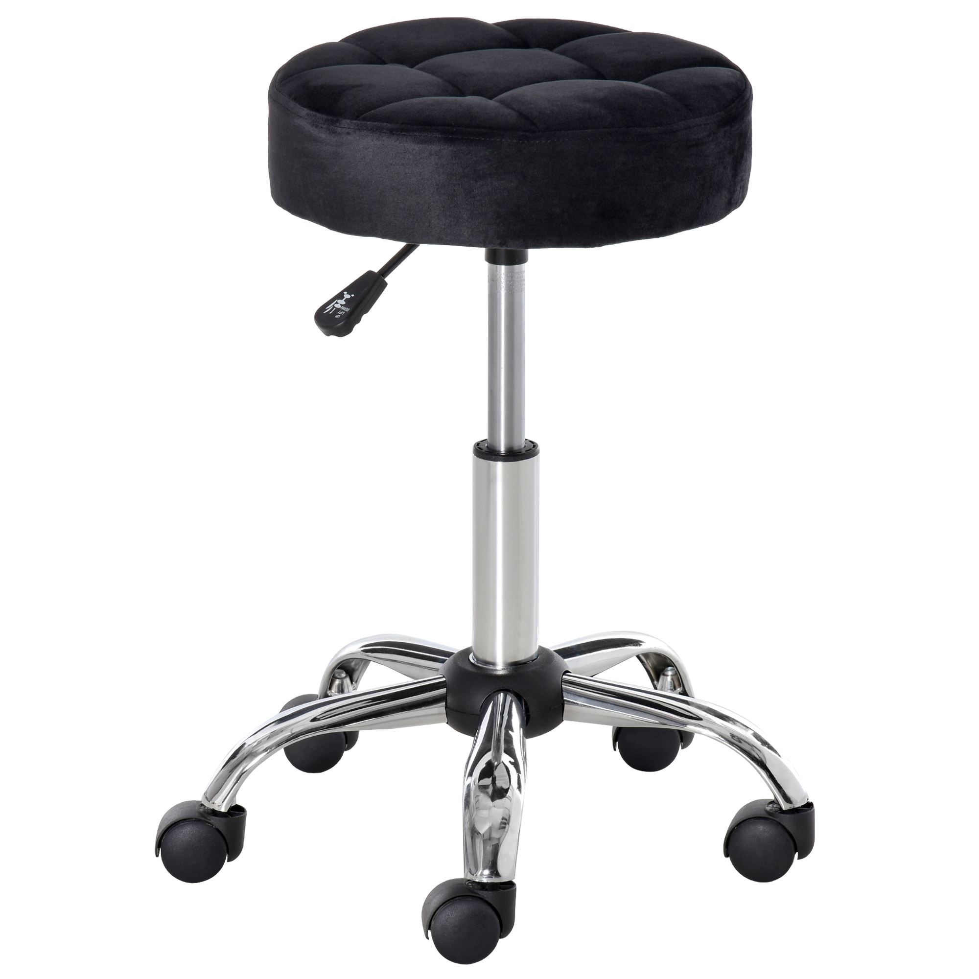Salonkruk, in hoogte verstelbaar, met fluweelachtige bekleding, ?35 x 49-61 cm, Zwart