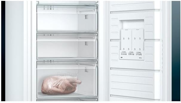 Siemens GS54NAWCV iQ500 Gefrierschrank, 176 x 70 cm, 327 L, noFrost nie wieder abtauen, bigBox Platz für großes Gefriergut, varioZone flexible Glas-und Schubladen, Weiß