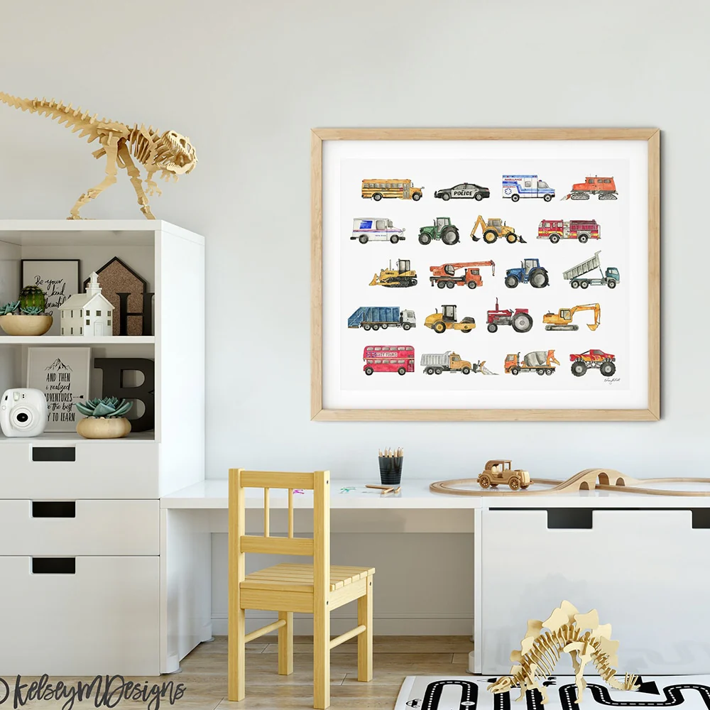 Truck Theme Baby Nursery Canvas Prints