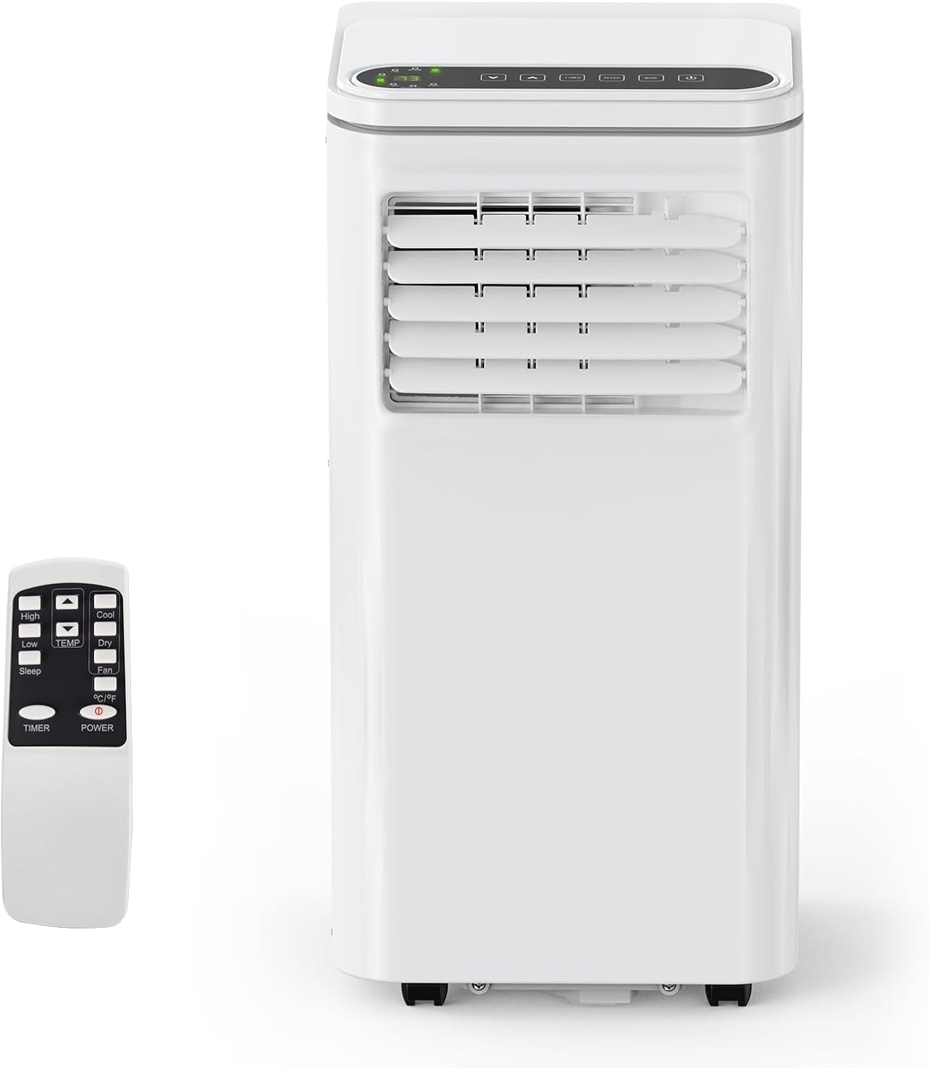 Tragbare Klimaanlage, 8000 BTUs 3-IN-1 Leise AC Einheit mit Fernbedienung, Tragbare Klimaanlage Eingebauter Luftentfeuchter, Ventilator, Auto, Schlafmodi, Abluftschlauch & Fenster-Kit, Weiß