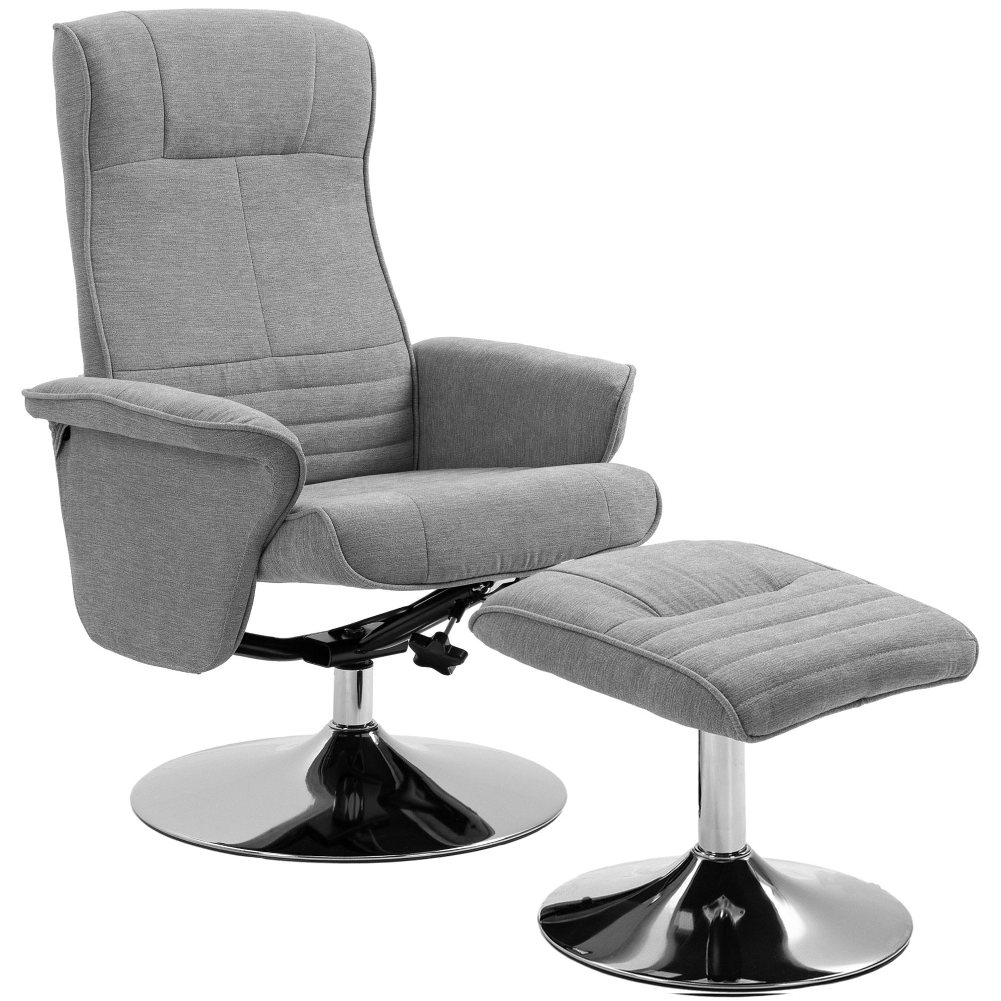 Relaxstoel met Voetenbank, Draaibaar, Kantelbare Rugleuning, Belastbaar tot 150 kg, 69 x 71 x 104 cm, Grijs
