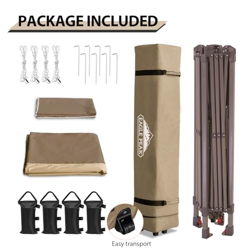 Eagle Peak,Tenda a baldacchino con gamba dritta, per esterni istantanea, con grondaia estensibile automaticamente, 169 metri quadrati di ombreggiatura (beige/marrone) : Amazon.it: Fai da te
