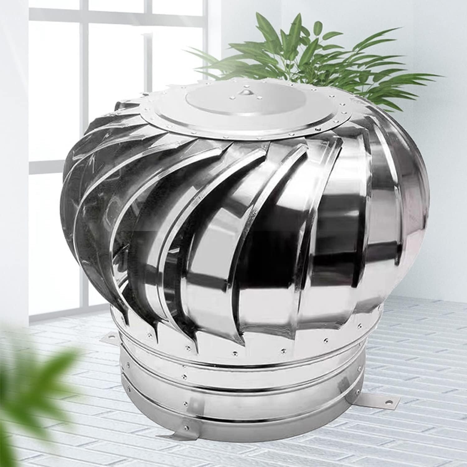 Rotierende Dachentlüftungsöffnungen, Abzugsentlüftung, Schornsteinhaubenkappe, Turbinen-Ventilator-Oberseite, verzinkte Turbinen, 11 cm, 20 cm, 40 cm, Edelstahl 304, alterungsbeständig, langlebig, nic