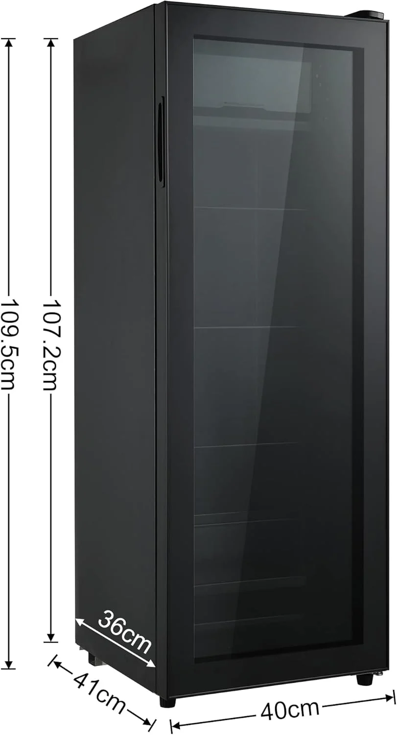 Merax Koelkast 128L, Vrijstaande Drankkoeler met 120L Koelruimte + 8L Vriezer, met LED Binnenverlichting en Verstelbare Legplanken, Superstil voor Restaurant, Bar, Drankjes en Bier