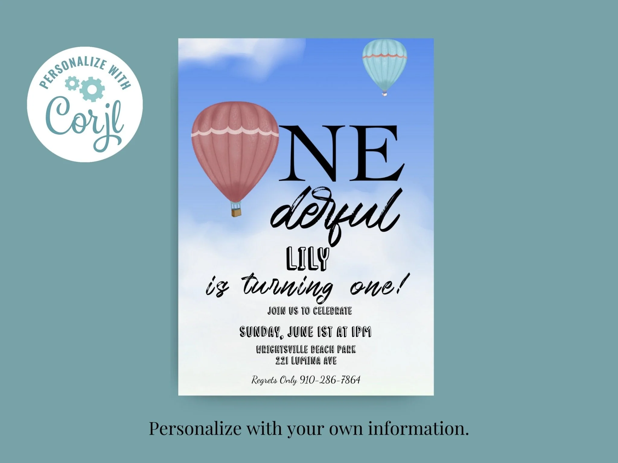 Onederful Baby is Turning One! Birthday Invitation Template | Customizable First Birthday Invitation