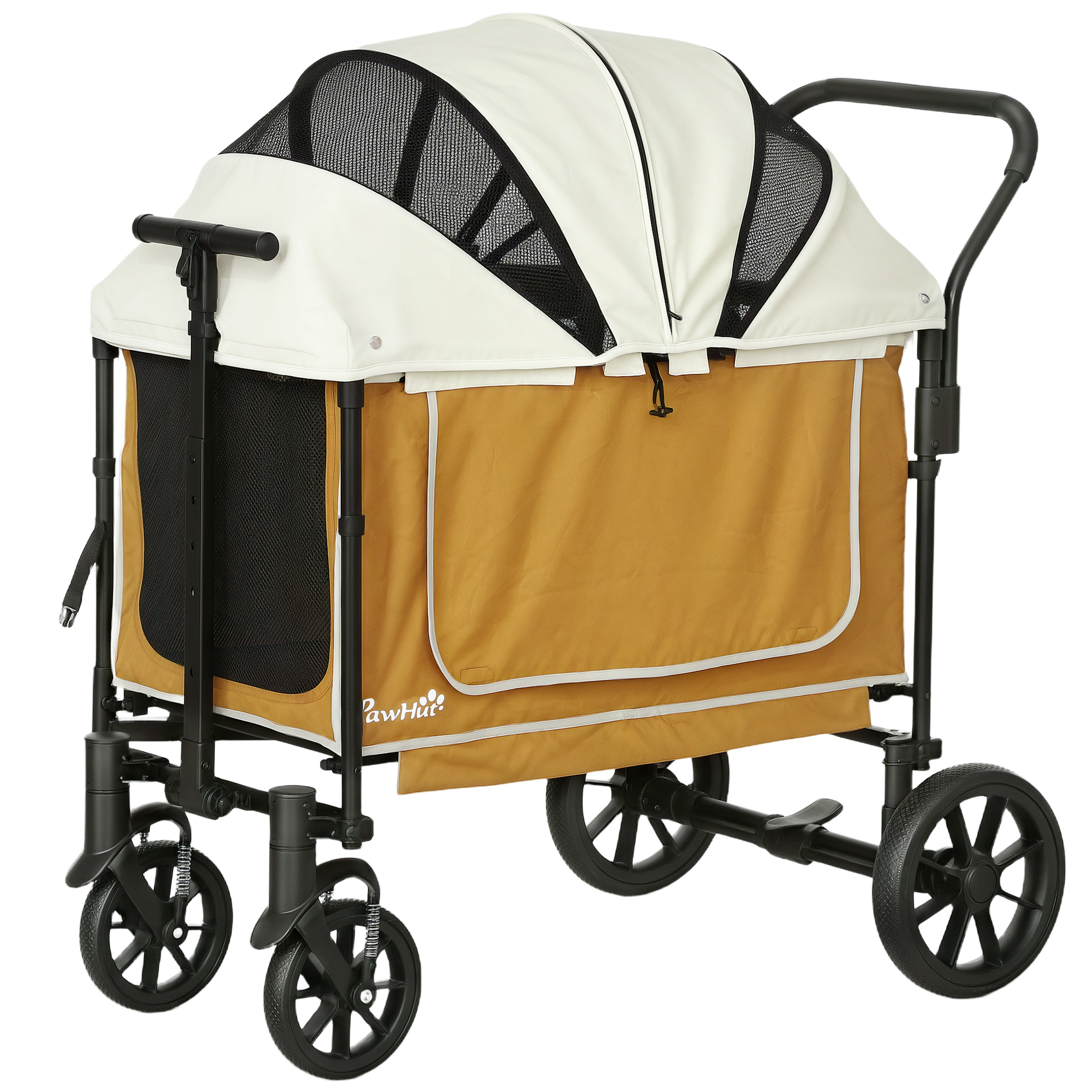 Opvouwbare honden- en kattenbuggy in bruin voor honden tot 30 kg - 110 x 65 x 102 cm