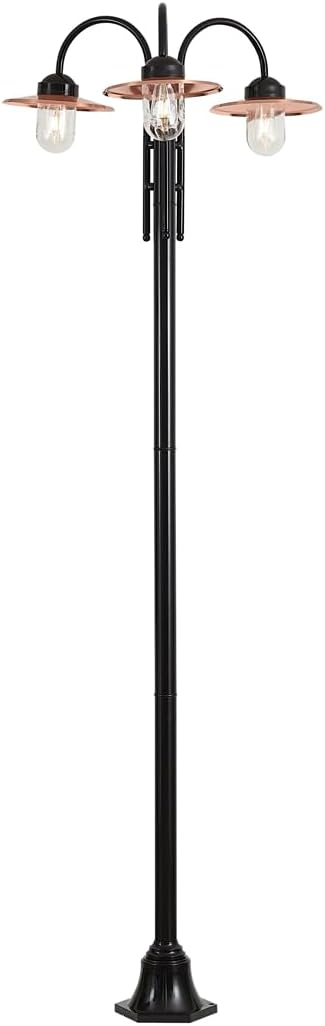 Qazqa Modern außen Pollerleuchte, Wegeleuchte, Pollerlampe für den Garten - Munich - Schwarz, max. 15W, Geeignet für LED, 235cm, IP44, 3-flammig