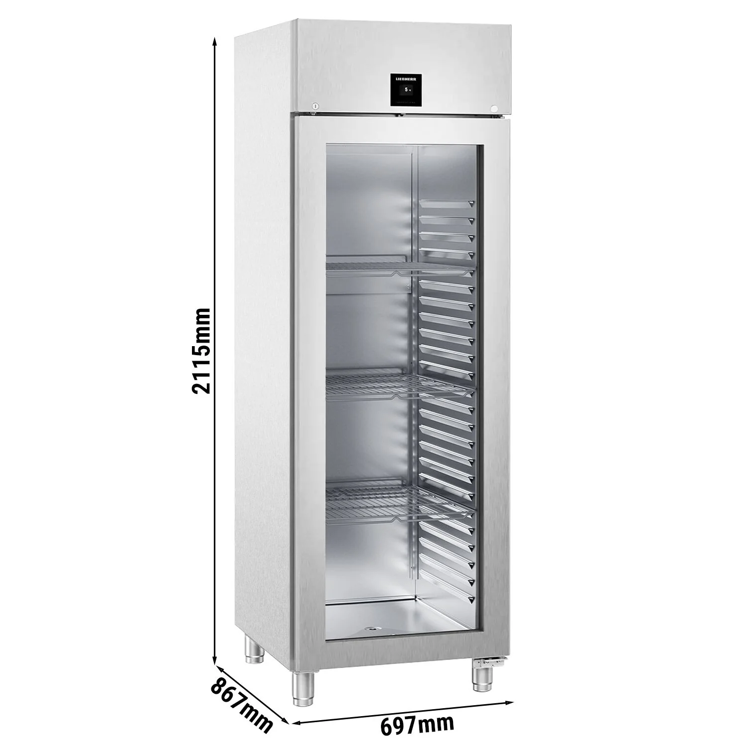 LIEBHERR | Kjøleskap i rustfritt stål PERFORMANCE - 625 liter - GN 2/1 - innvendig i rustfritt stål - med 1 glassdør