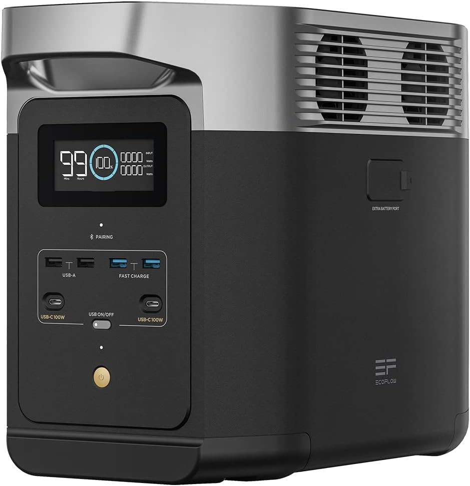 EF ECOFLOW DELTA 2 Tragbare Powerstation 1024Wh, Solargenerator erweiterbarer Kapazität bis zu 3kWh, für Camping, Wohnmobile, Kleine Verpackungsmängel, Produkt unbenutzt(Generalüberholt)