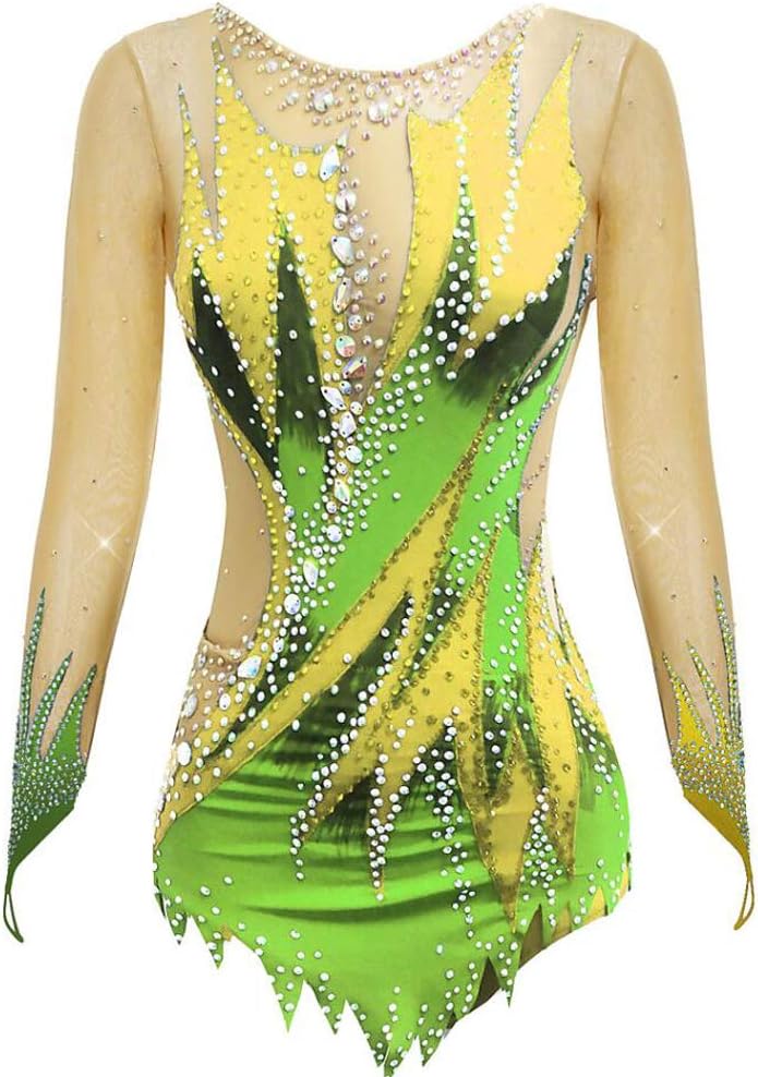 C, 15/16 Damen Rhythmische Gymnastikanzug Eislauf, Wettkampfkleidung, Flash-Diamant, Winter, Outdoor-Sport-Outfit, C, 15/16
