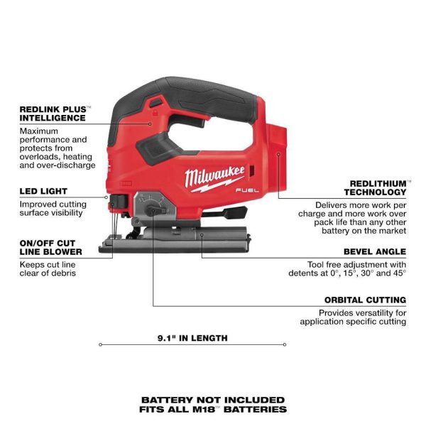 2737-20-48-11-1850 M18 FUEL 18-Volt Lithium-Ion Brushless Cordless Jig Saw with M18 5.0 Ah Battery