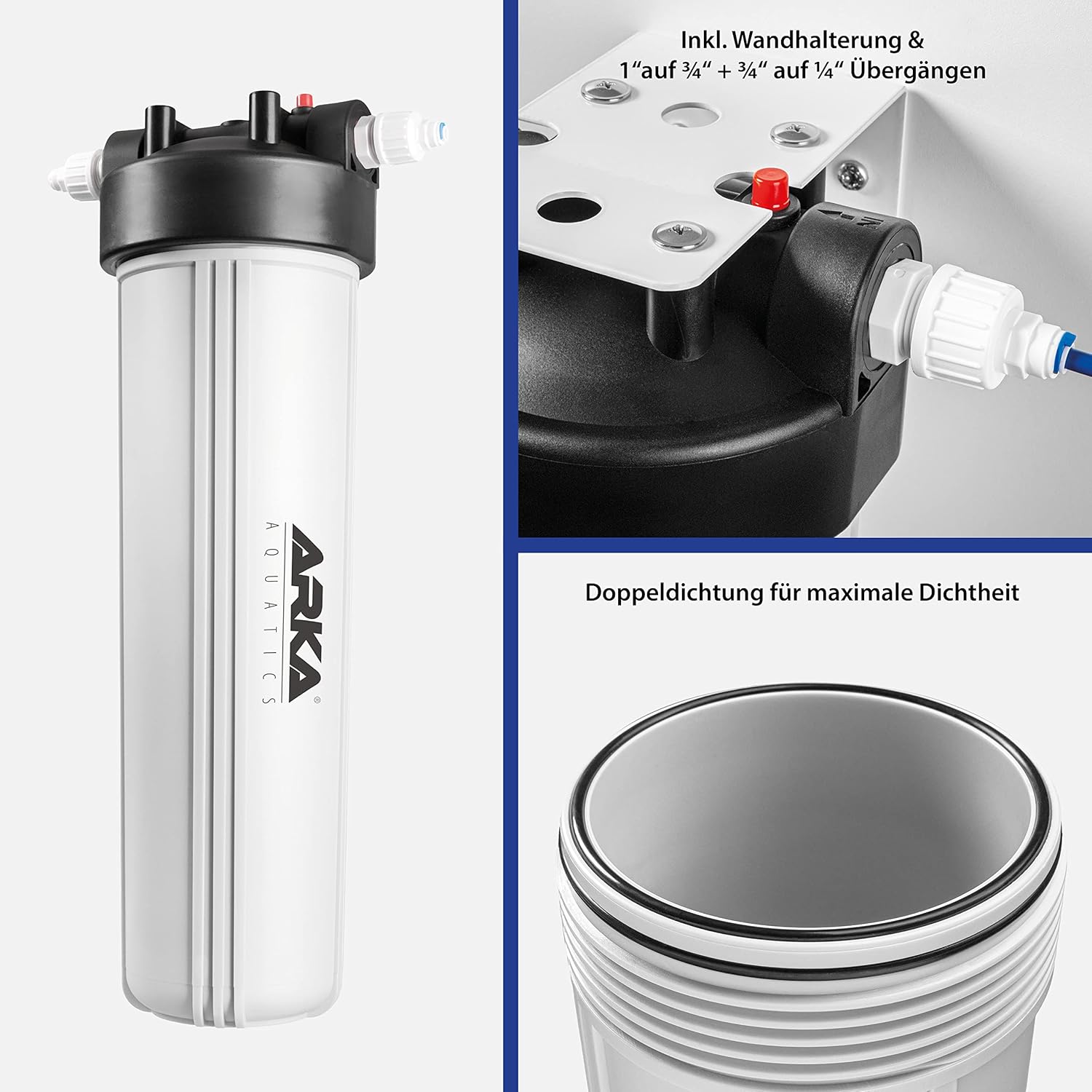 ARKA myAQUA 1900 Umkehrosmoseanlage 1900 L/Tag - Wasserfilter & Enthärtungsanlage, entfernt bis zu 99% Salze, Schadstoffe & Bakterien - Für Aquarien & Haushalt