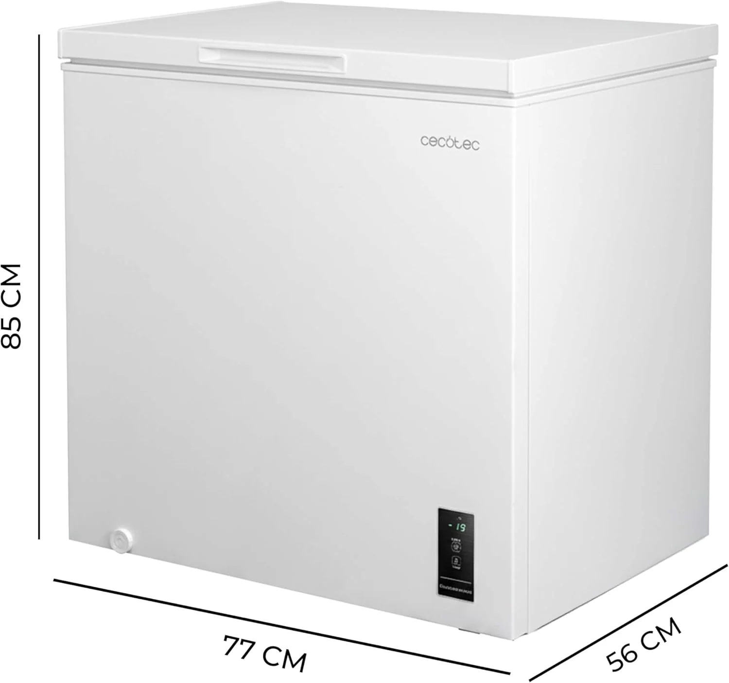 Cecotec Congelador Horizontal 198L Bolero CoolMarket Chest 198P White E. Cesta con Asas, Control Electrónico LED, UltraContact D-Cool, Dual Function, Puerta ZeroG (80º-30º), Fast Freezing, Compacto