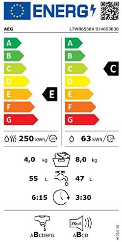 AEG L7WBA60680 Waschtrockner / DualSense - schonende Pflege / 8 kg Waschen / 5 kg Trocknen / D / energiesparend / Mengenautomatik / Nachlegefunktion / ProSteam - Auffrischfunktion / 1600 U/min