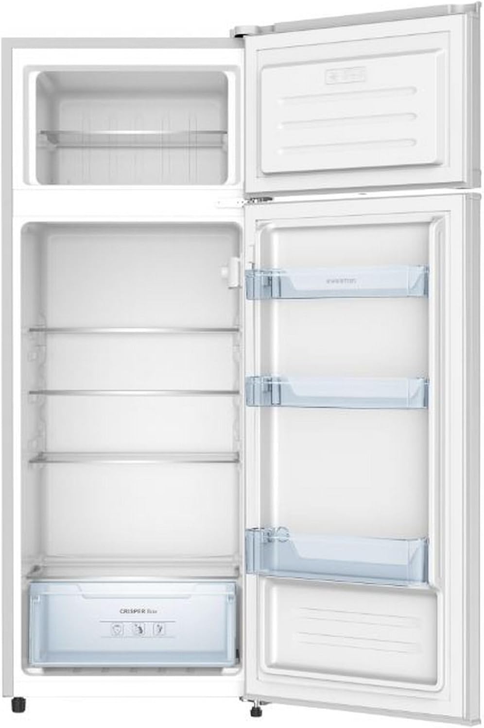 INFINITON Frigorifico Dos Puertas FG-A145B, 200 Litros, 143 cm de Altura, Defrost, LED Interior, E, Diseño con Tirador Integrado, Ancho 55 cm, Regulación en Altura, Puerta Reversible, Blanco