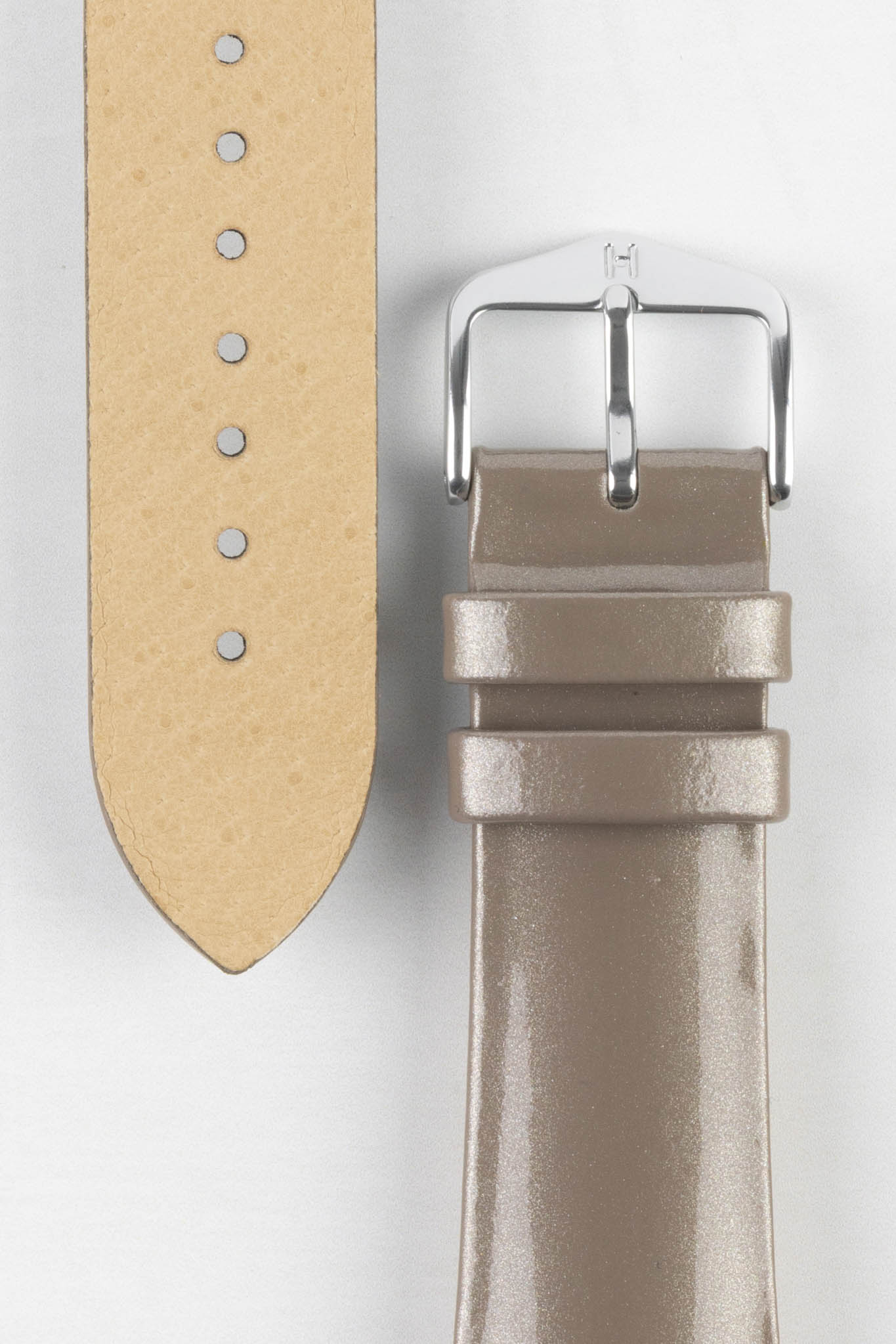 Hirsch DIVA Glossy Ladies Leather Watch Strap in SILVER