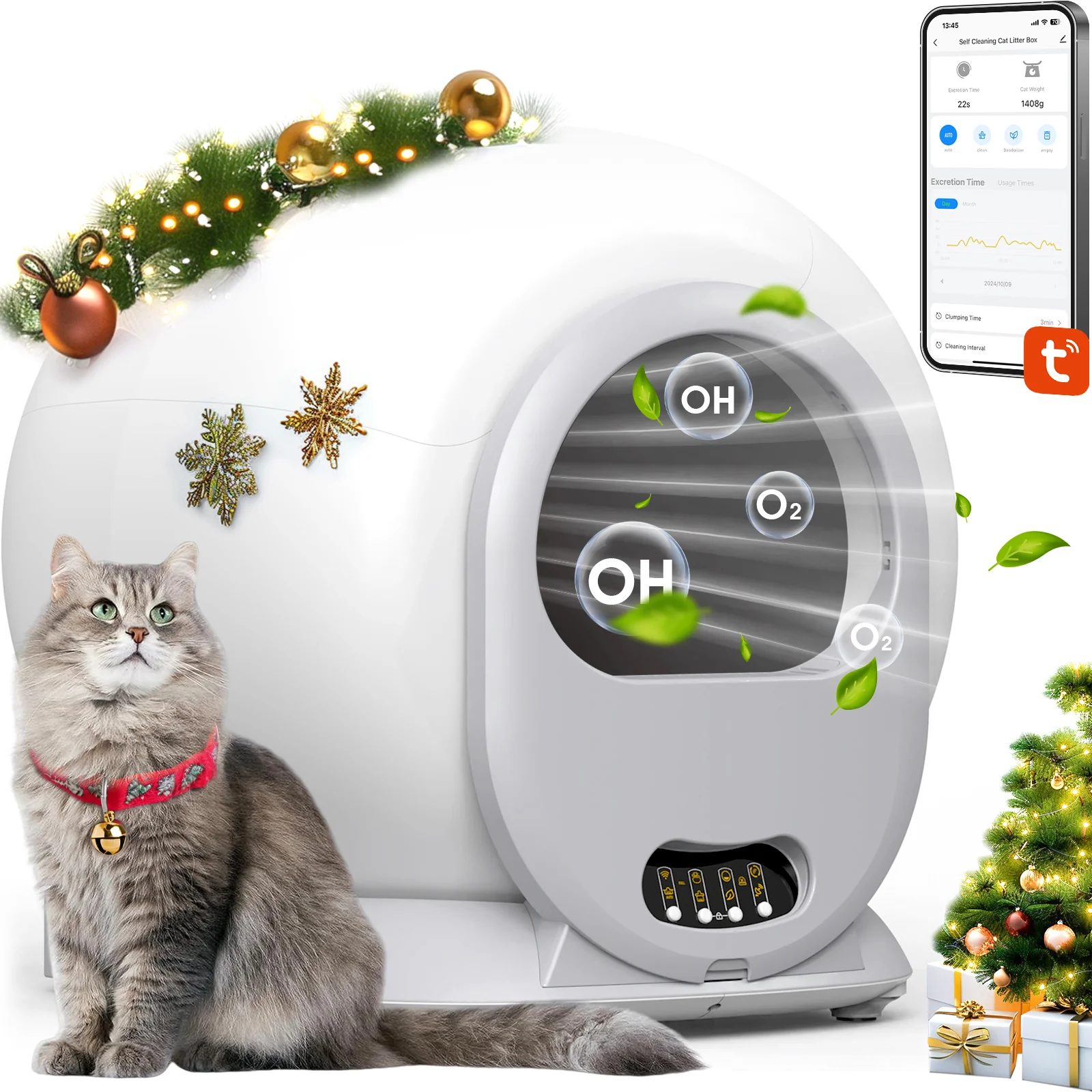 65L Self Cleaning Cat Litter Box Wifi APP Control