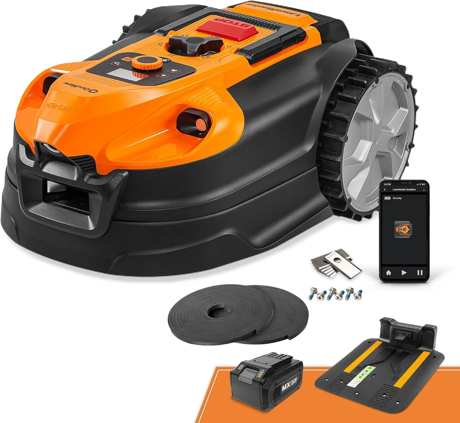 LawnMaster VBRM16 OcuMow? robotmaaier geschikt voor gazons tot 100 m2 - zelfrijdende grasmaaierrobot met MX 24V 4.0Ah lithium-ionaccu, snoerloos