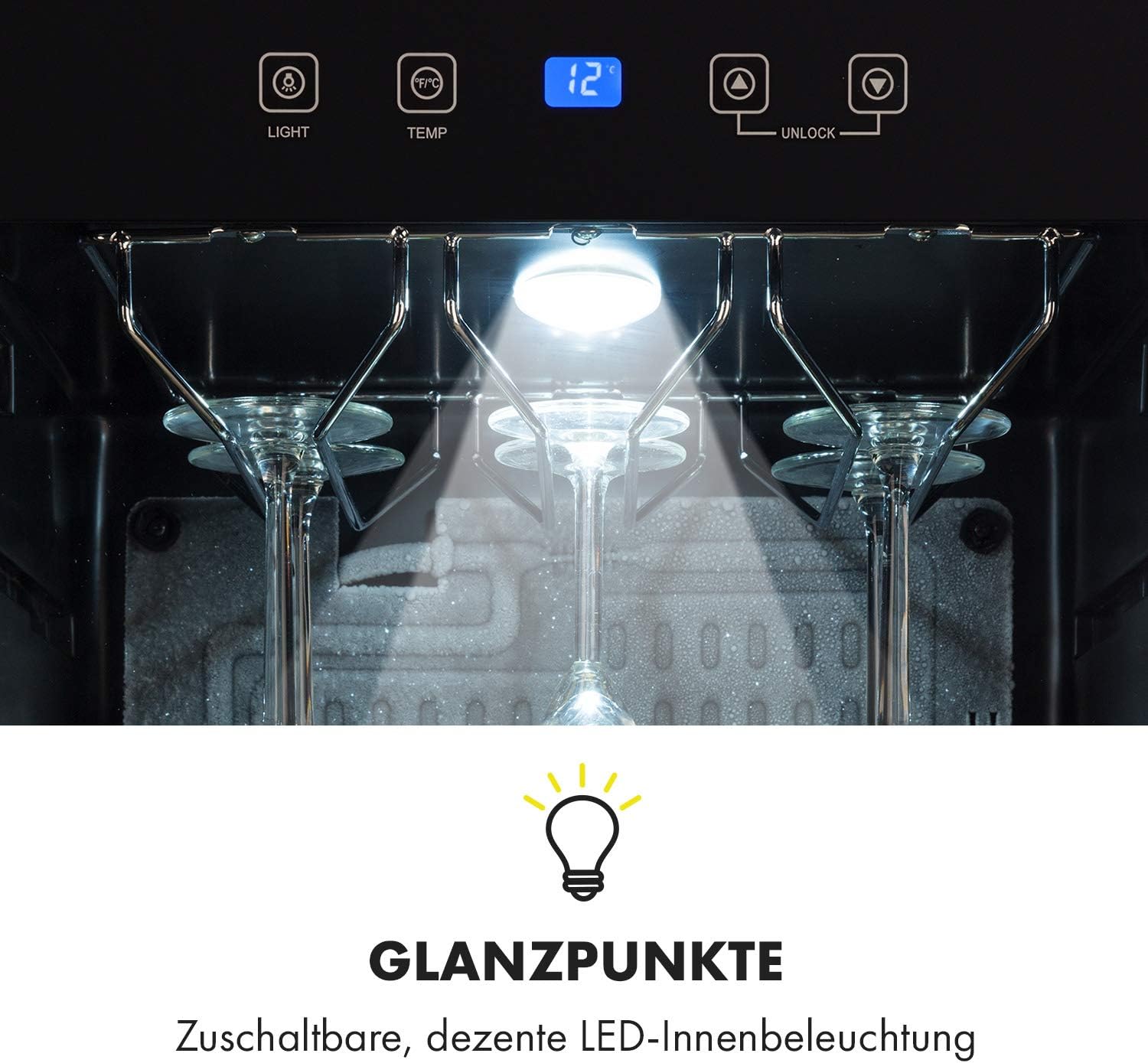 Klarstein Weinkühlschrank, Getränkekühlschrank Schmal, 1 Zone Kühlschrank mit Glastür, Getränkekühlschränke Freistehend, Weinkühlschrank Klein, Weinkühlschränke mit UV-Schutz, 4-18°C, 54 Flaschen