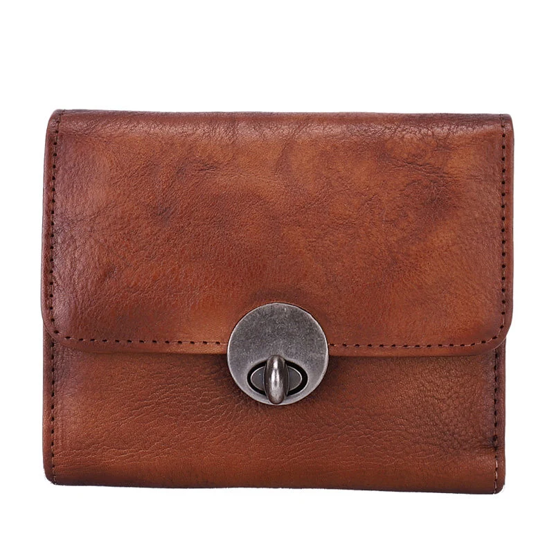 Small Turn Lock Full-Grain Leather Wallet