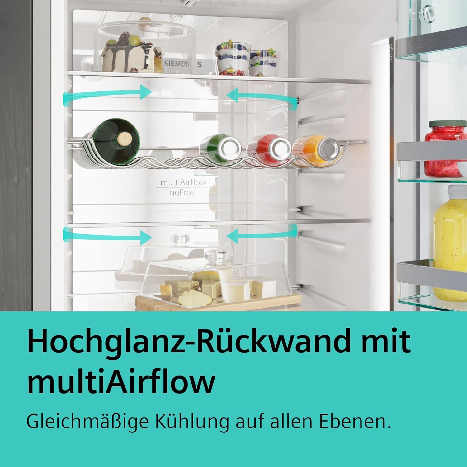 Siemens KG39NXXBF iQ500 Kühl-Gefrier-Kombination, 203 x 60 cm, 280 L Kühlen & 119 L Gefrieren, hyperFresh Box ideal Kühlung für Obst und Gemüse, noFrost, LED Beleuchtung