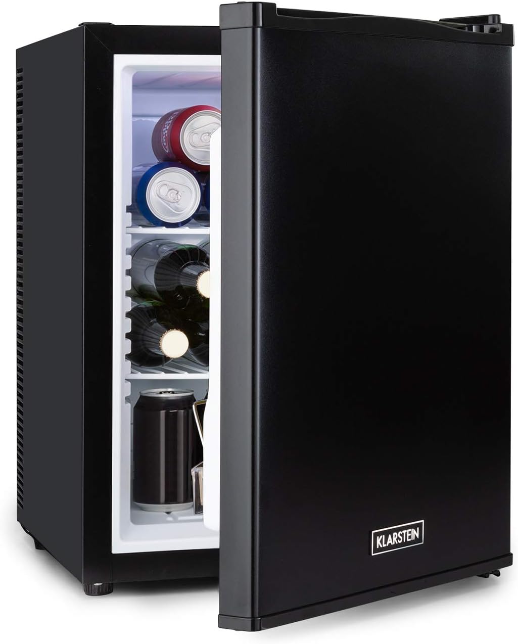 KLARSTEIN Happy Hour Mini Frigo Silencieux de Chambre/Cosmetique Ultra Compact, Mini Bar, Refrigerateur Aliments, Boissons, Etagères Réglables, Petit Frigo Camping, Voiture, 5-15°C, 40L