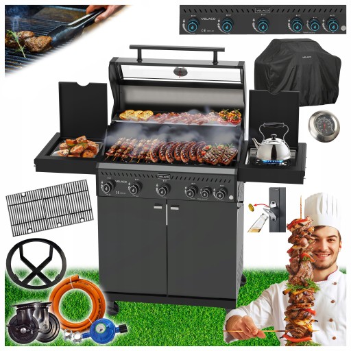 GRILL GAZOWY OGRODOWY ZEUS-A RUSZT ŻELIWNY 8,5 KW + POKROWIEC