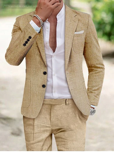 Moderner Herrenanzug f��r den Sommer | Atmungsaktiver Zweiteiler aus leichtem Stoff | Bequemes Sakko und Hose Set Slim Fit