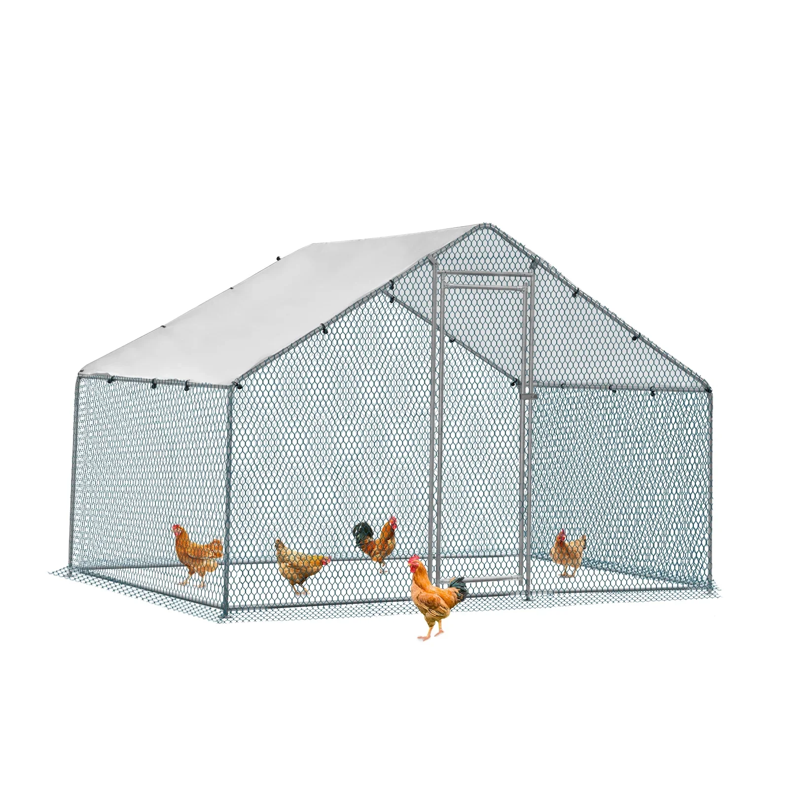 ZephyPaws - Corral metálico grande de 2 x 3 m con cubierta impermeable - Corral exterior para aves de corral, conejos, gatos y perros