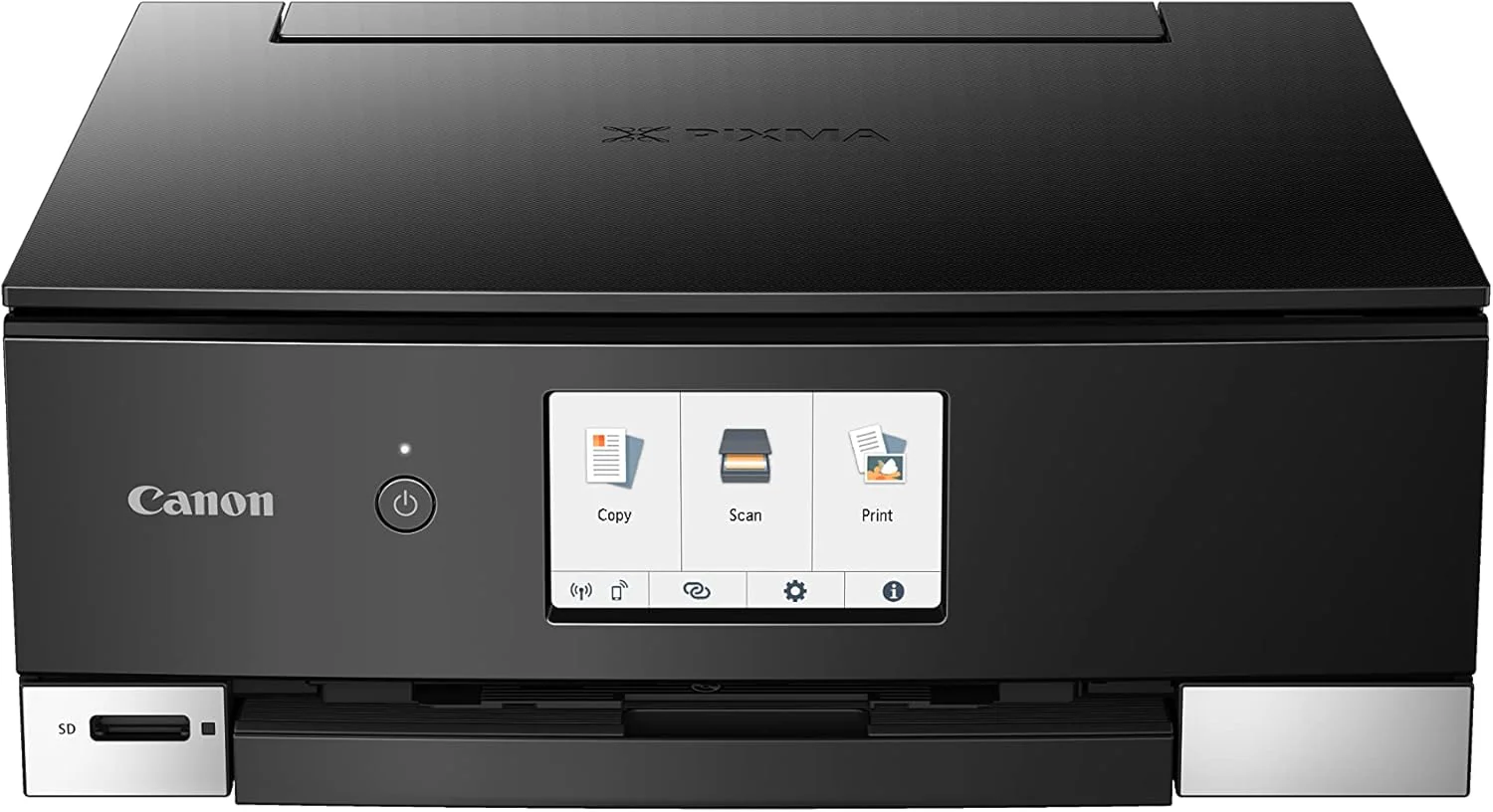 Canon PIXMA TS8750 Multifunctionele printer 3-in-1 (inkjet, printen, kopi?ren, scannen, A4, 10,8 cm touchscreen LCD, wifi, dubbelzijdig afdrukken, 2 papierladen, 2 x 100 vellen, 6 aparte inkten) zwart